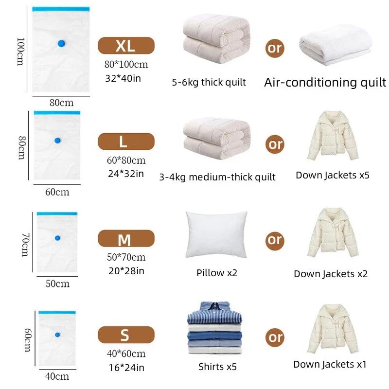 Vacuum Packet Vacuum Sealer Bags for Clothes Travel Compression Bag Pack Organizer Vacuum Clothing Storage Bags with Hand Pump