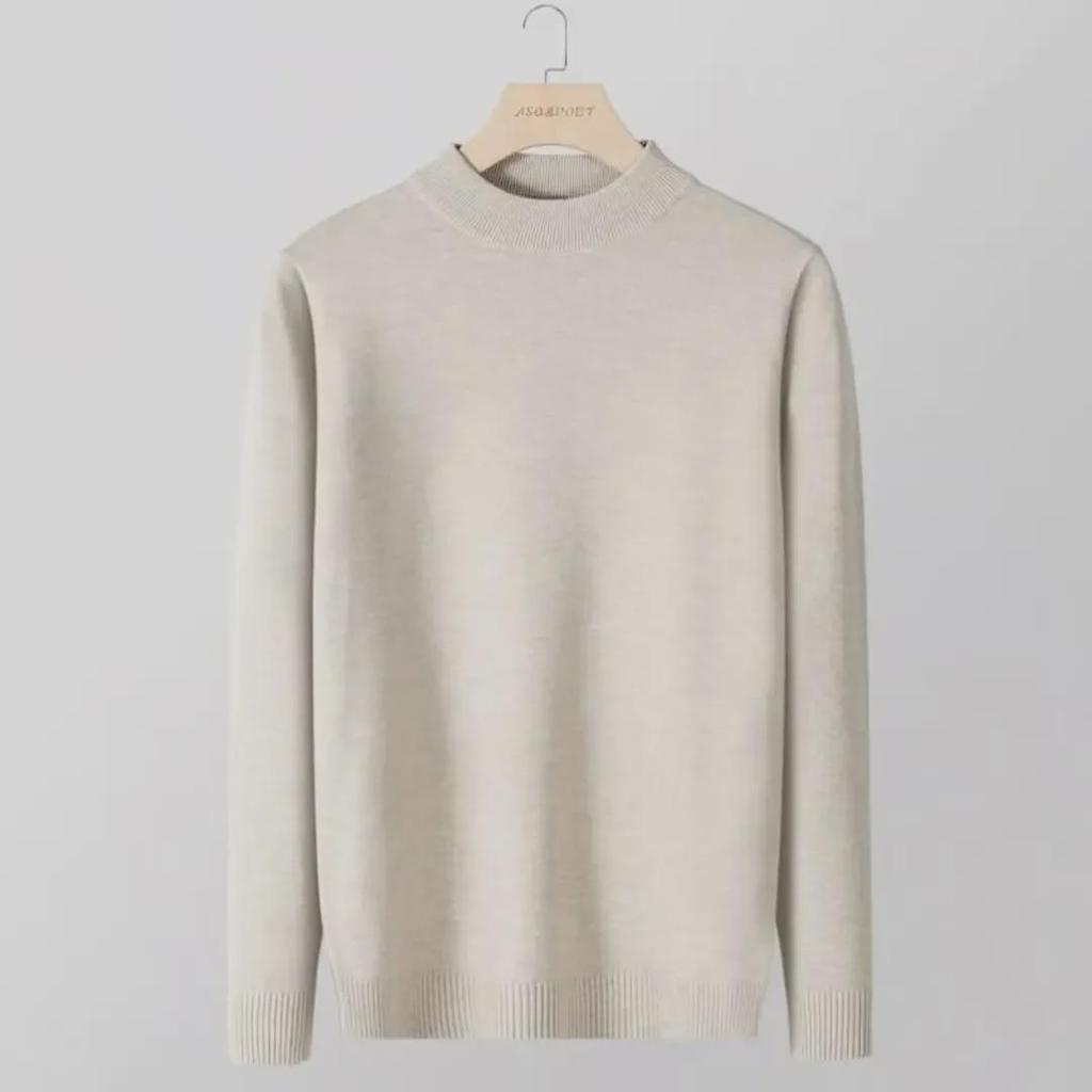 "2024 Autumn/Winter Men's Youth Half Turtleneck Knitted Sweater - Casual Mid-Neck Top"