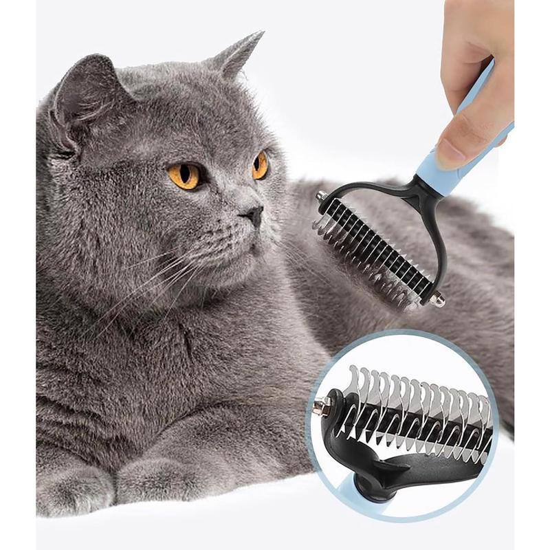 Professional Double-Sided Pet Grooming & Deshedding Comb – Stainless Steel Undercoat Rake for Effective Loose Hair Removal and Daily Pet Care