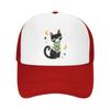 Playful Midnight Cat Star Illustrati Mesh Baseball Cap Casual Hat Outdoor  For Womens Unisex FeUnisex