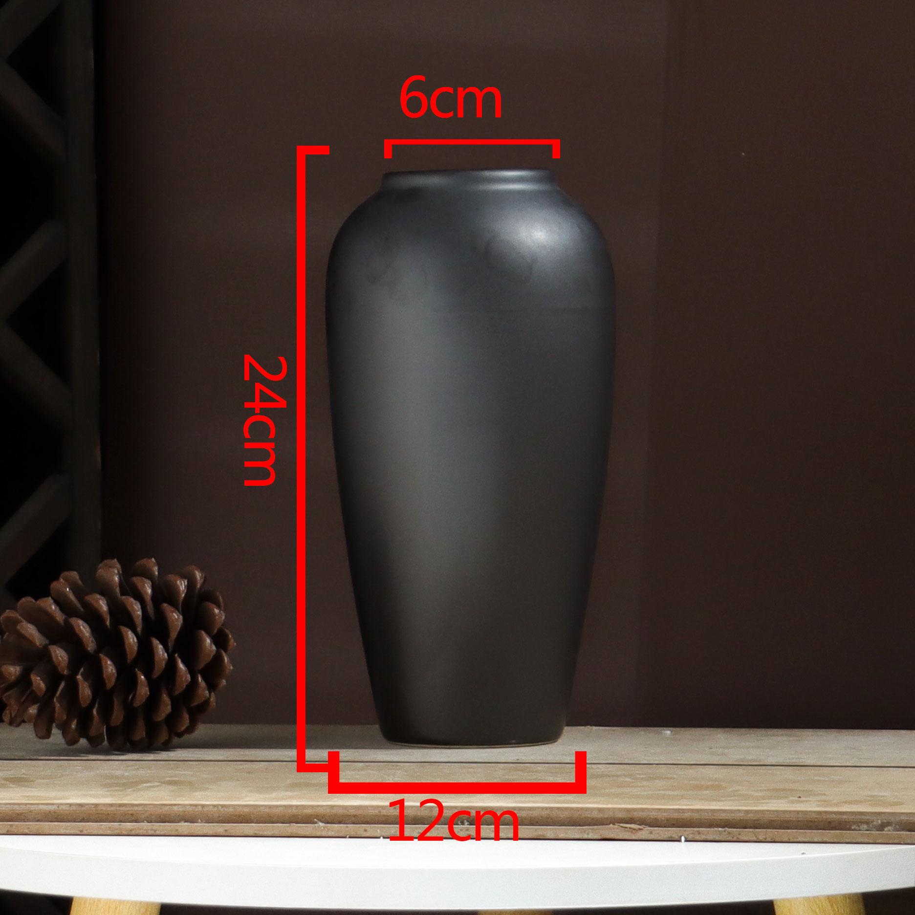 Modern Minimalist Black Ceramic Vase: Stylish Home Decor for Living Room or Bedroom