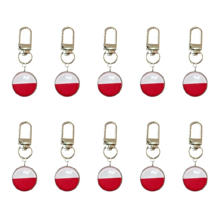 10PCS/Lot Trend Football Keychains Feature Bright Country Flags Rustproof Alloy And Glass Backpacks Decoration