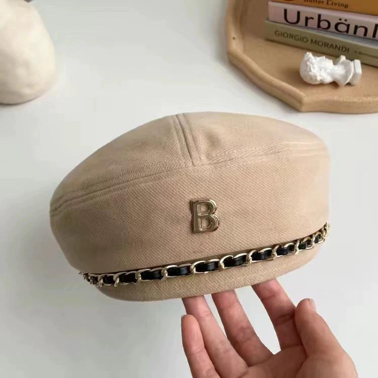 

Новый берет с цепочкой для женщин, зимняя кепка в стиле ретро, ​​коричневый, черный, на плоской подошве, модная женская винтажная кепка для девочек, звездный стиль Adjustable хаки