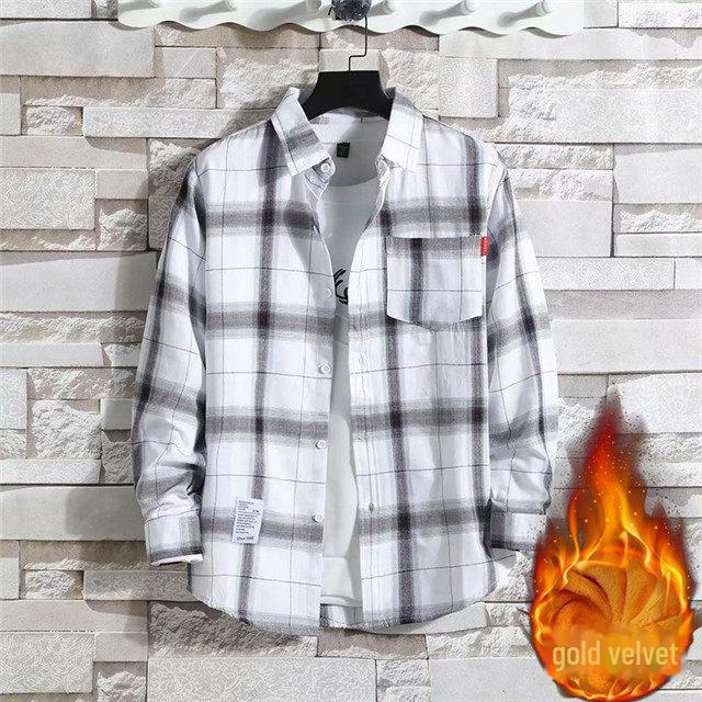2024 Men's Plaid Velvet Warm Long Sleeve Shirt - Autumn/Winter Collection