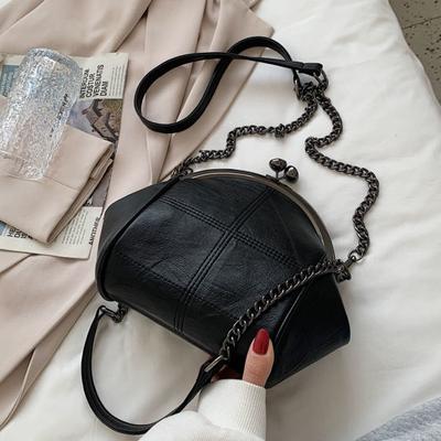 New Vintage Two Straps Shell Lock Bag Bags Chain Women Shoulder Crossbody Bags PU Leather Tote Women's Handbags Purses