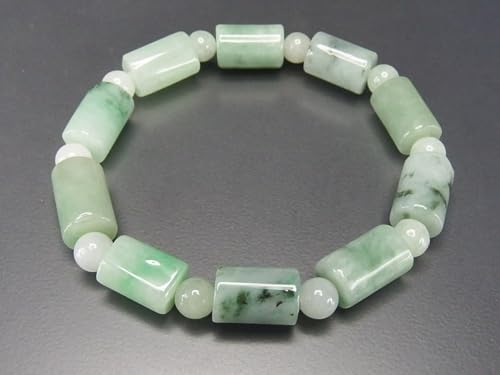 [Stone Town] Natural Jadeite Cylinder with Jade Pattern, Approx. 8.5mm, Design Bracelet