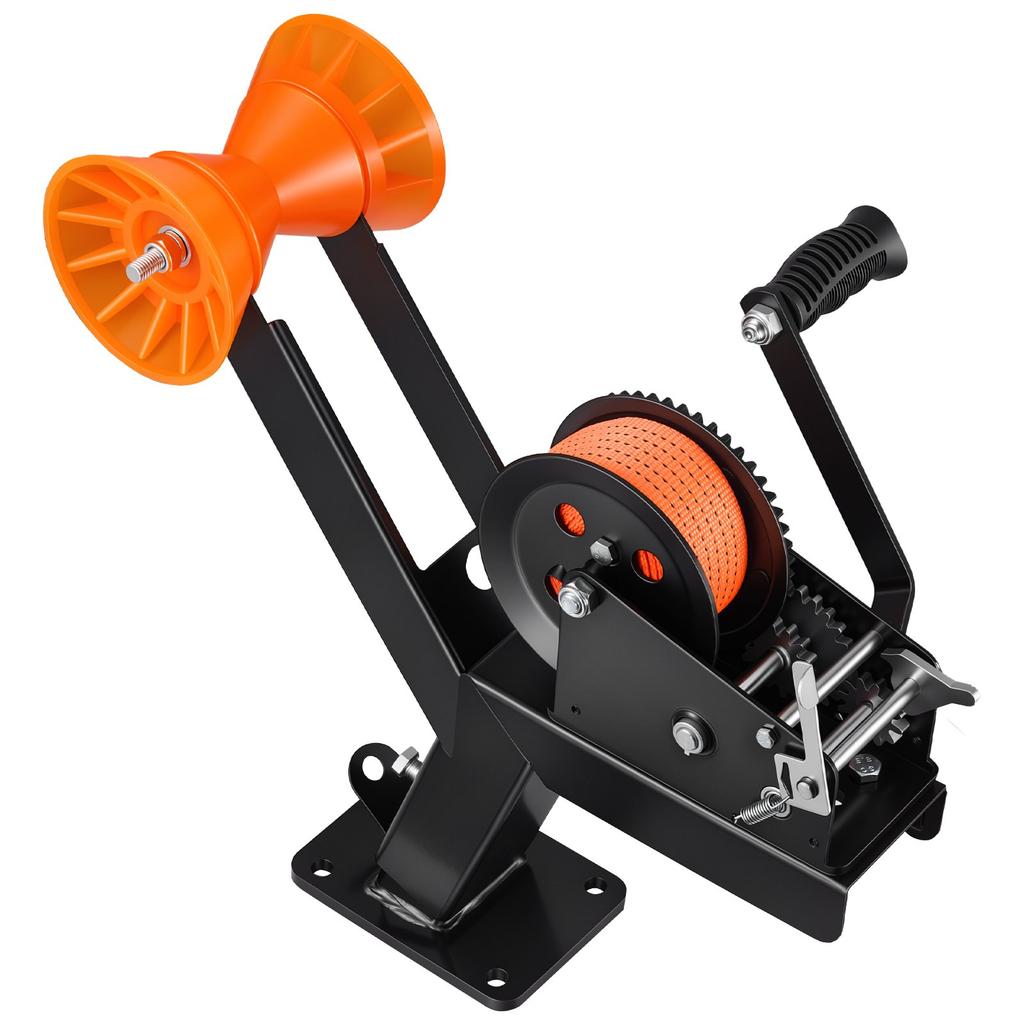VEVOR Boat Trailer Winch Stand with Roller, 1588 kg, 6.1m Orange Polyester Strap, Boat Winch Mount, for 2-3 Inches W x 3-4 Inches H Trailer Tongue