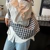 Plaid Crossbody Bag Half Moon Handbags Fashion Hobos Shoulder Bag  Women