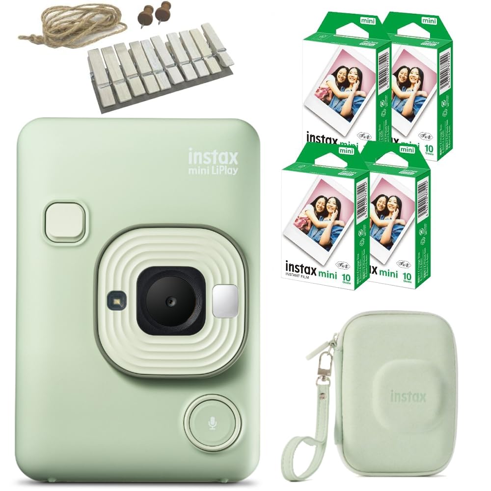 

Cheki instax mini LiPlay Replay Green Original Case 40 Films Garland & & & (4-piece set) зелений