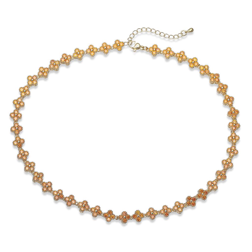 Colorful CZ Stone Copper Bracelet And Necklace Set With Lobster Clasp Adjustable Minimalist Romantic Jewelry