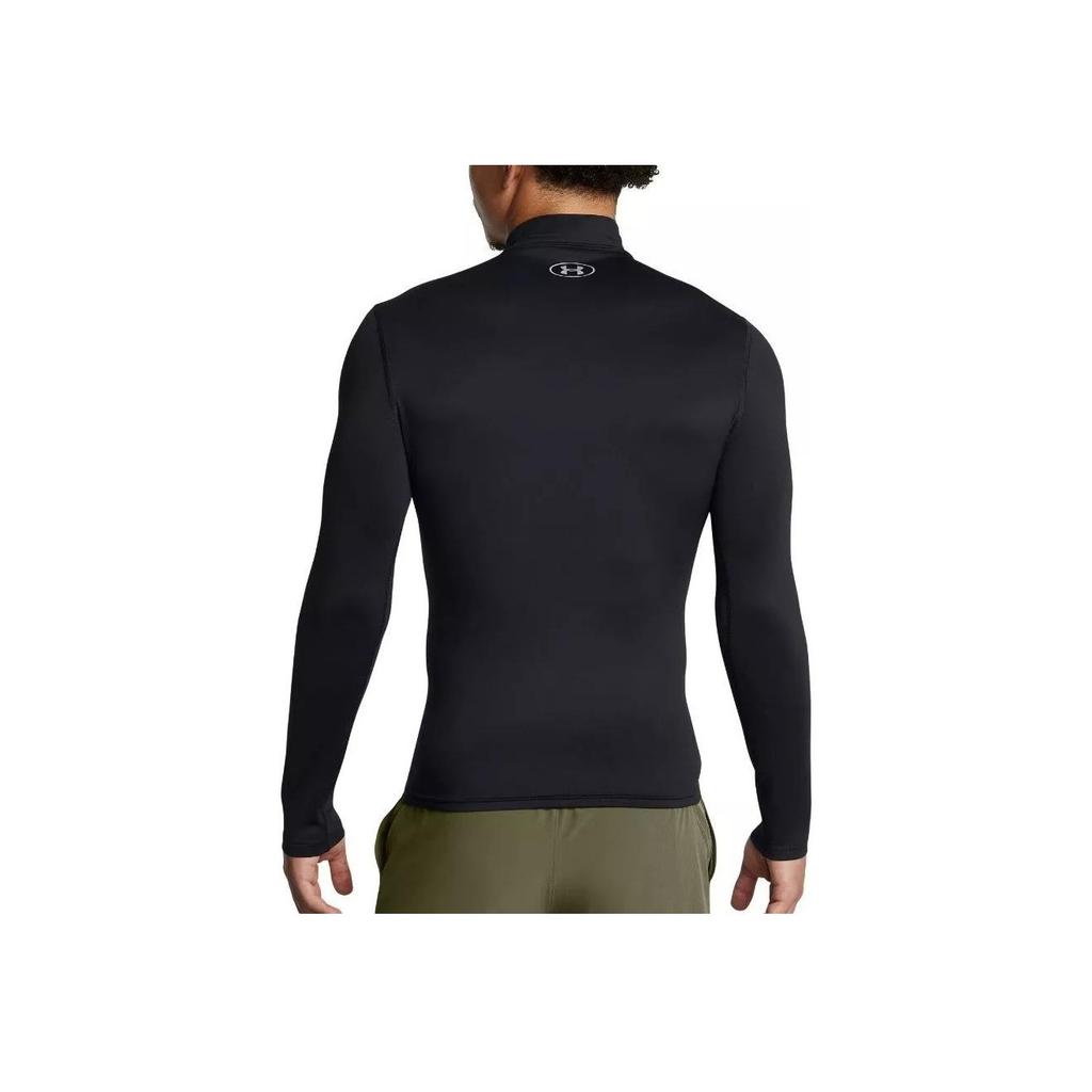 Under Armour Coldgear Solid Slim Fit Stand Collar Versatile Long Sleeve T-Shirt Men Tops Black 1386942-001
