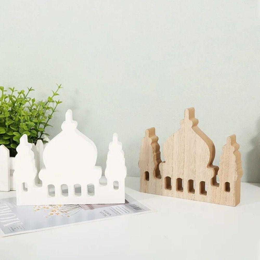 Wodden Ramadan Wooden Ornament Handmade Eid Party Props Simple Eid Mubarak Ornament  Scene Props