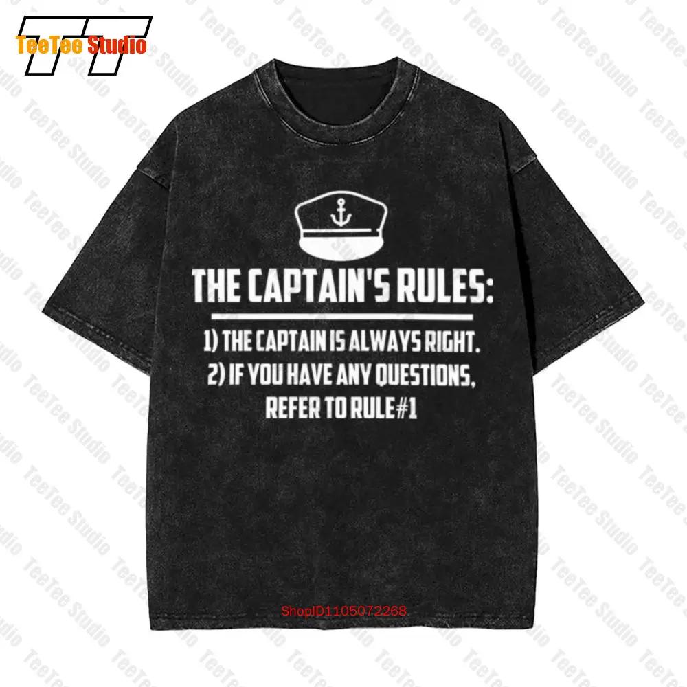 Captain Rules Boat Skipper Sail Yacht New S Funny Cotton Truck Driver Vintage Oversized T-Shirt Tee XO73