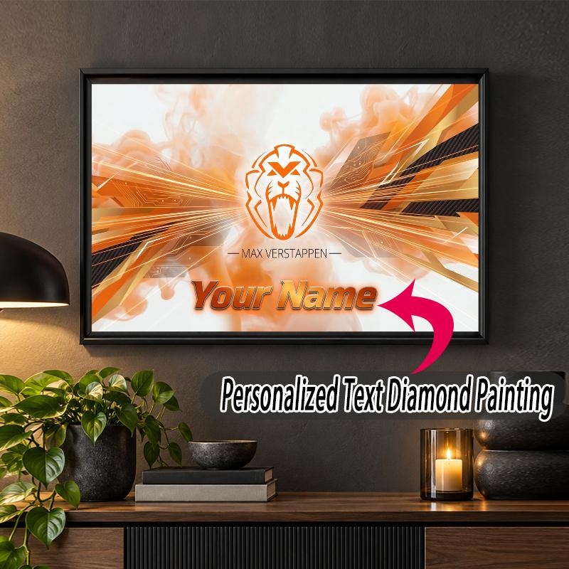 Max Verstappen Custom Name Text 5D Diamond Painting Kit DIY Full Drill Diamond Art Decoration