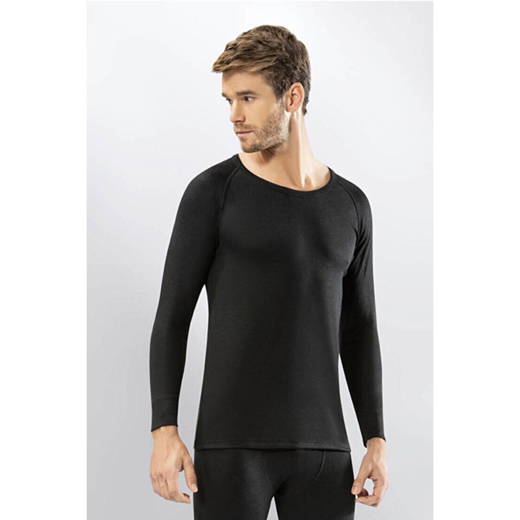 

Термобелье фланелевое приподнятое с длинным рукавом синглетное теплое S-M чёрный