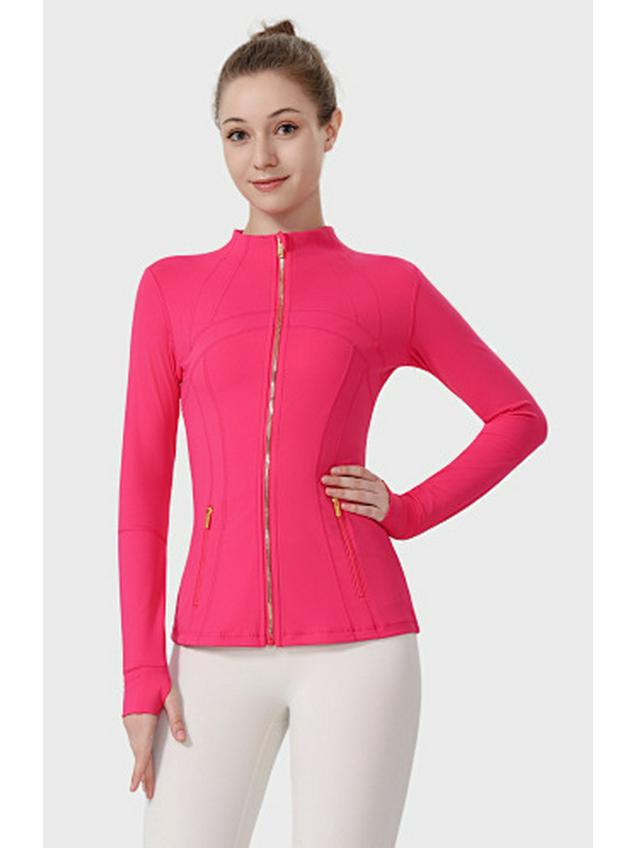 Available: Original Gold Quick-Dry Slimming Fitness Jacket with Stand-Up Collar and Long Sleeves for Running & Yoga.
