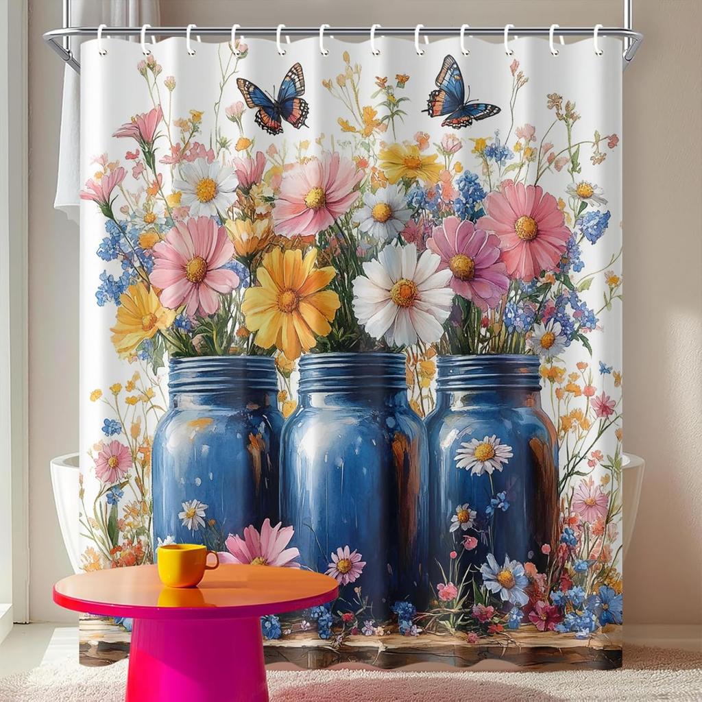 Color Block Duschvorhang 72x72 Zoll Lebendiges Retro Geometrisches Badezimmerdekor Moderner Pop-Art-Stil Wasserdichter Stoffvorhang