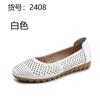 Fashion GKTINOO White Genuine Leather Ladies Breathable Summer Shoes Women Flats Slip-On Loafers Round Toe Soft Flat Shoes Casual