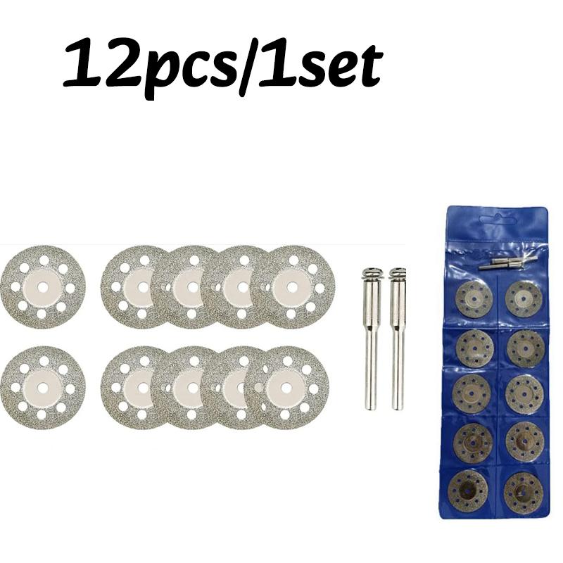 12pc/1set Diamond Cutting Disc Mini Diamond Grinding Wheel Circular Saw Blade Metal Cutting Rotary Tool Electric Grinder Parts