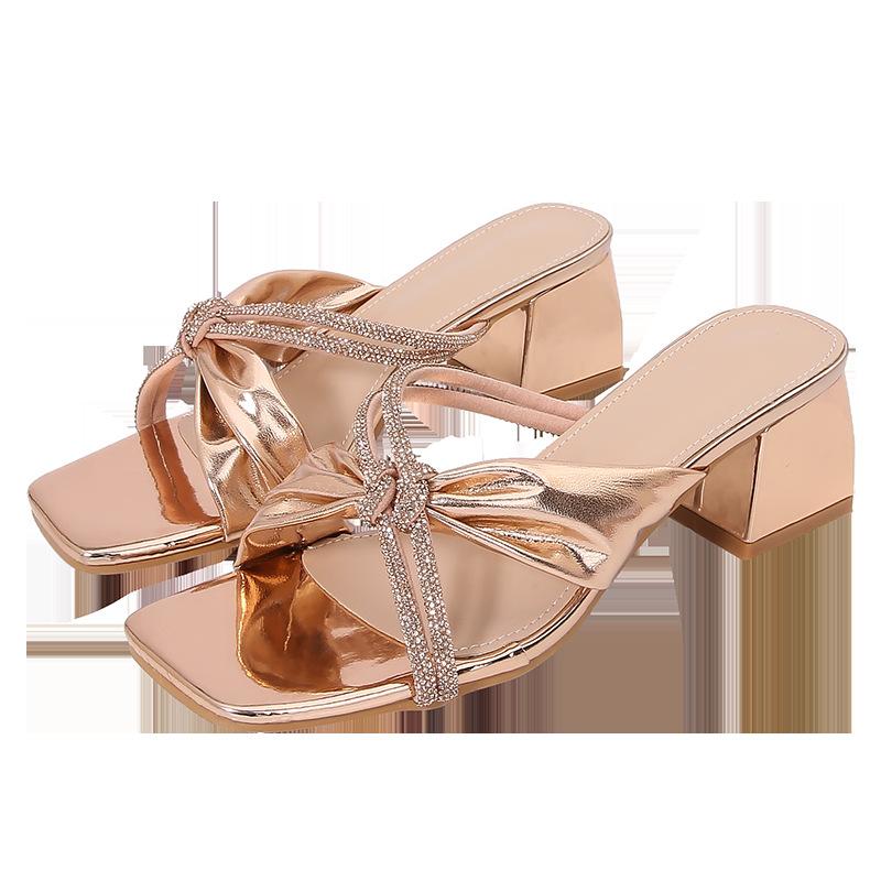 Bohemian New Fashion Rhinestone Slippers Korean Version Platform High Heels Women's Shoes