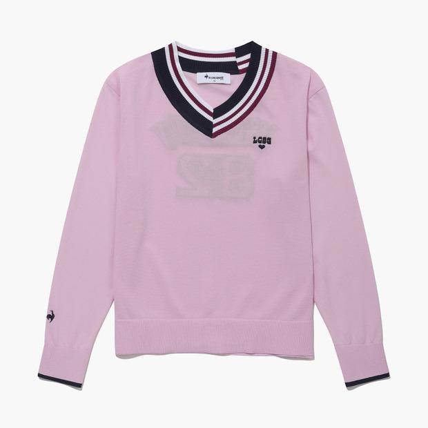 LECOQ GOLF Women'S V-Neck Contrast Sweater (Gq222Lkp41)