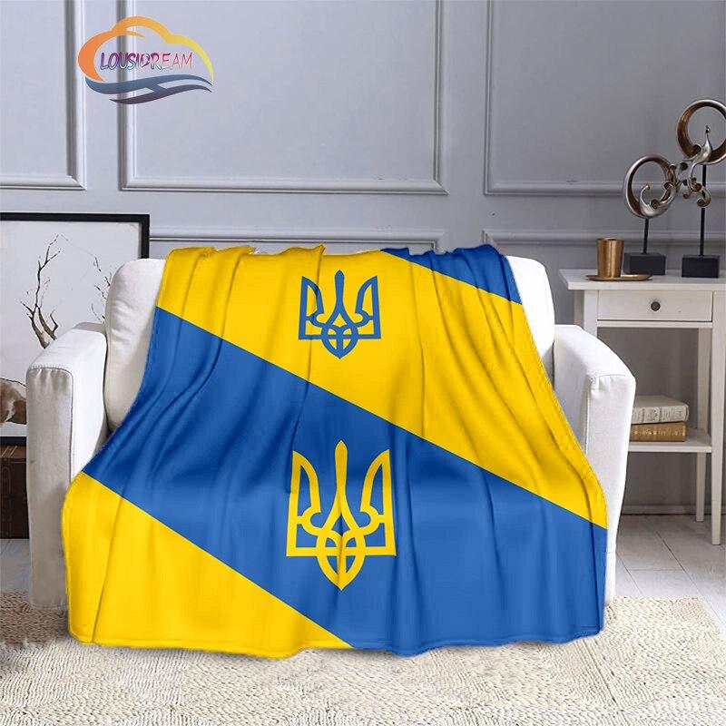 Modische Decke der ukrainischen Fußballmannschaft mit goldenem Logo für Erwachsene und Kinder, 3D-gedruckte warme Decke, Geschenkdecke für Sportliebhaber