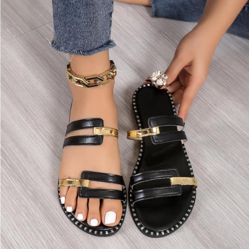 Fashion Slip on Anti-slip Peep Toe Ladies Casual Slides Lightweight Beach Slippers Comfortable Flat Shoes Zapatos De Mujer Slides Women
