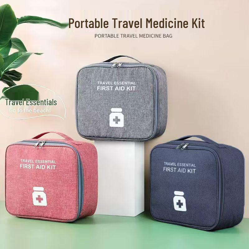 Portable Student Dorm First Aid Kit and Medicine Travel Bag