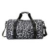 Large Capacity Leopard Print Travel Duffel Bag with Multiple Compartments, Shoe Compartment, Durable Nylon Casual Sports Gym Bag for Women