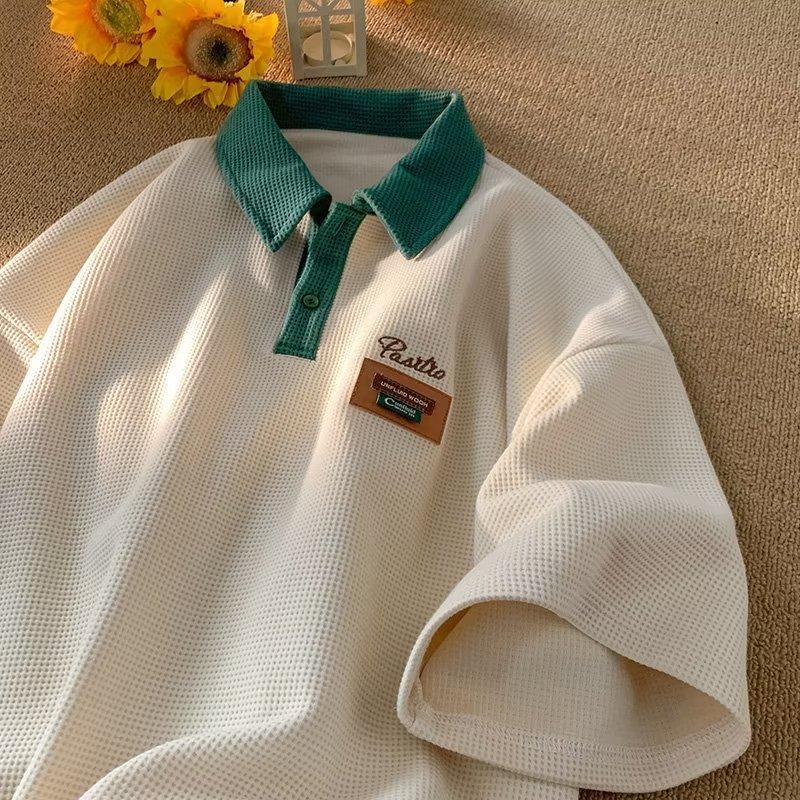 2024 Summer Polo Shirt Short-sleeved T-shirt For Men American Retro Trendy Brand Handsome Versatile Half-sleeved T-shirt Tops