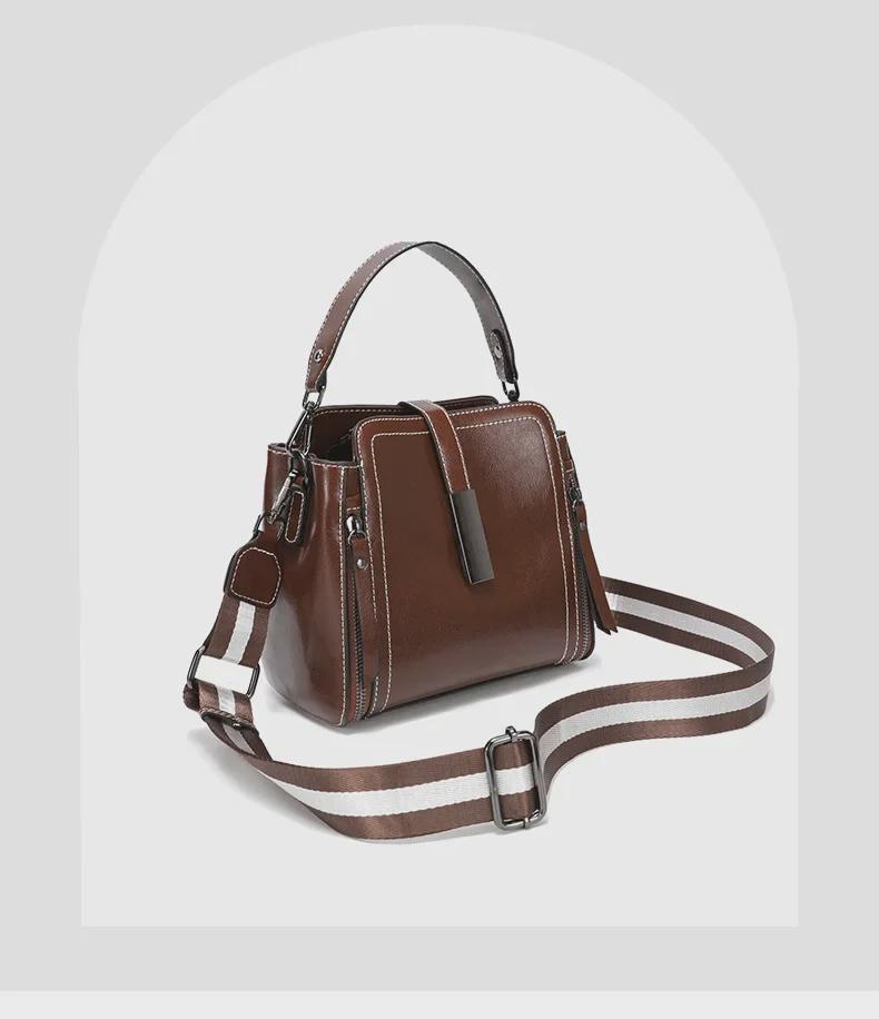 "Women's 2024 Genuine Leather Shoulder Messenger Bag - New Summer Ladies Handbag & Bucket Bag"