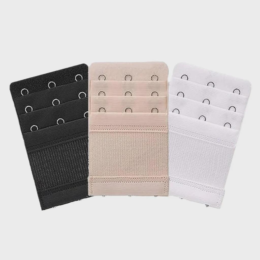3-Pack Elastic Bra Extender with 3-Row Hook-and-Eye Closure