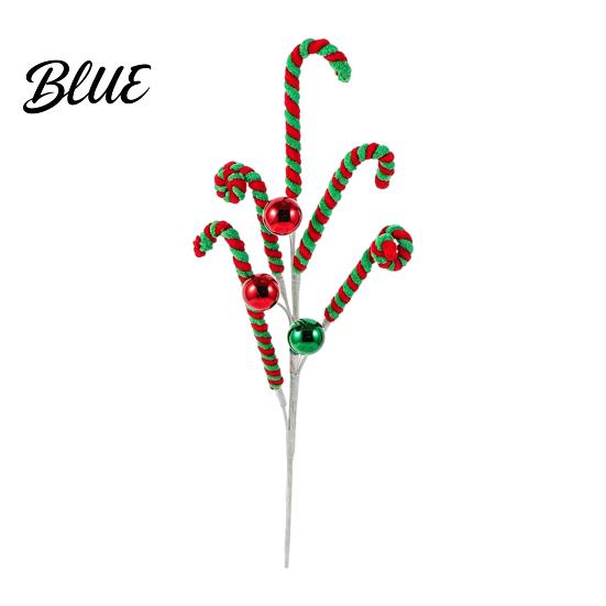 Decorative Candy Cane Festive Decor White Green Pick Red Props Christmas Plush Stem Branch