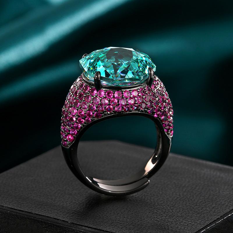 Schmuck Kupferboden Vergoldet Imitat Rosenschliff Schwarzgold Personalisierter Ring Hauptstein 14 mm