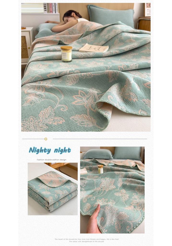 100% Cotton Summer Gauze Blanket - Lightweight, Three-Layer Design for Office, Nap, or Sofa