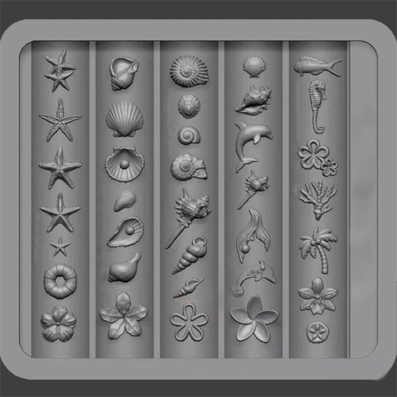Summer Sea Shell Theme Silicone Mold For 3D Carving Nail Art Mold Manicure Salon Diy Resin Craft Making Mold Solft Silicone Mold