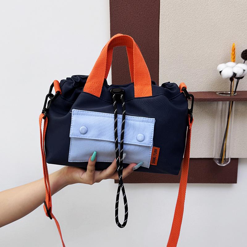 Korean Version of Foreign Style Drawstring Women's Shoulder Bag Casual and Lightweight Portable Small Square Bag To Work Commuting Going Out Trav