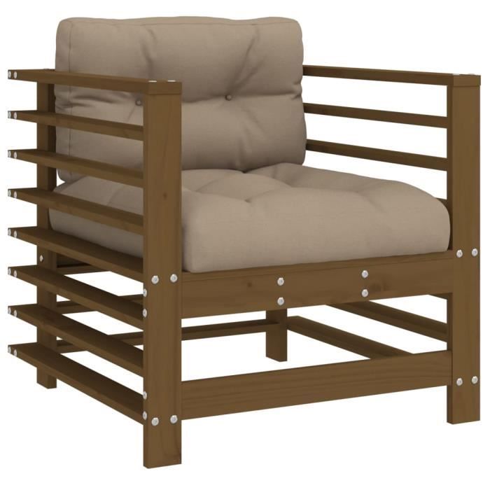 VidaXL Chaises de jardin avec coussins lot de 2 marron miel 825677