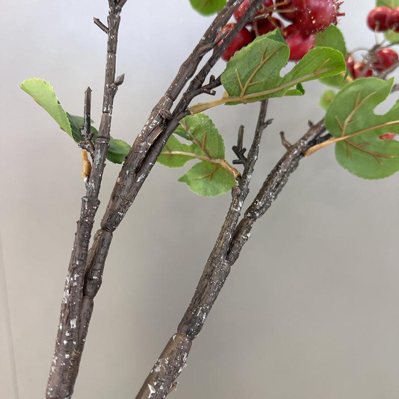 Large Simulation Hawthorn Branch with Single Stem and Fruit for Vase Decoration and Floral Art Props