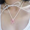 Sweet Glass Flower Pendant Necklace Fashion Statement Choker Neck Chain Simple Cord Collar Necklace Party Jewelry
