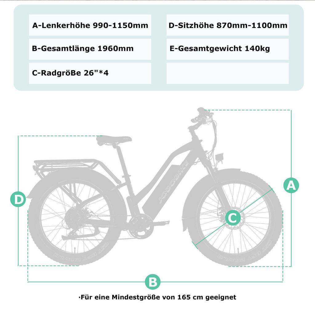 JOBOBIKE Robin 26’’ Electric Bike for Adult 250W Bafang Motor 48V13AH