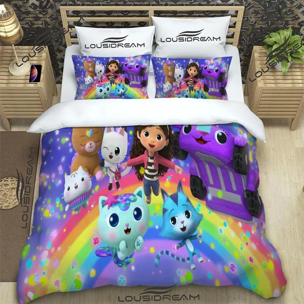 Cartoon Gabby'S Dollhouse Bedding Set For Bedroom Soft Bedspreads For Bed Linen Comefortable Duvet Cover Quilt And Pillowcase