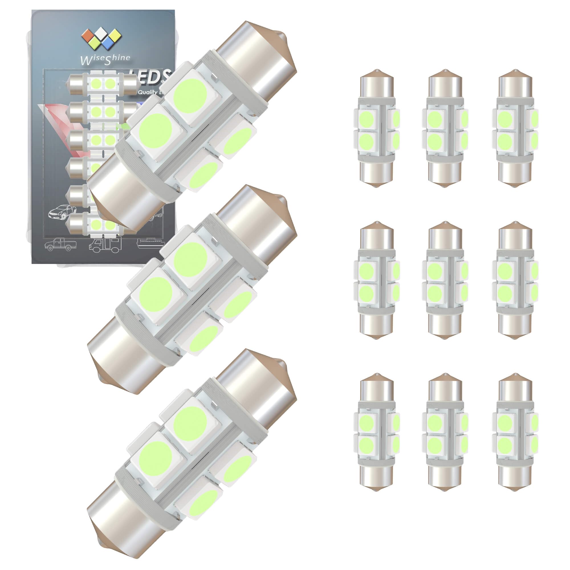 WiseShine DC 12V 36мм 6411 Светодиодная лампа-клиновидная ледяно-синяя 36mm 12V 12PCS синий