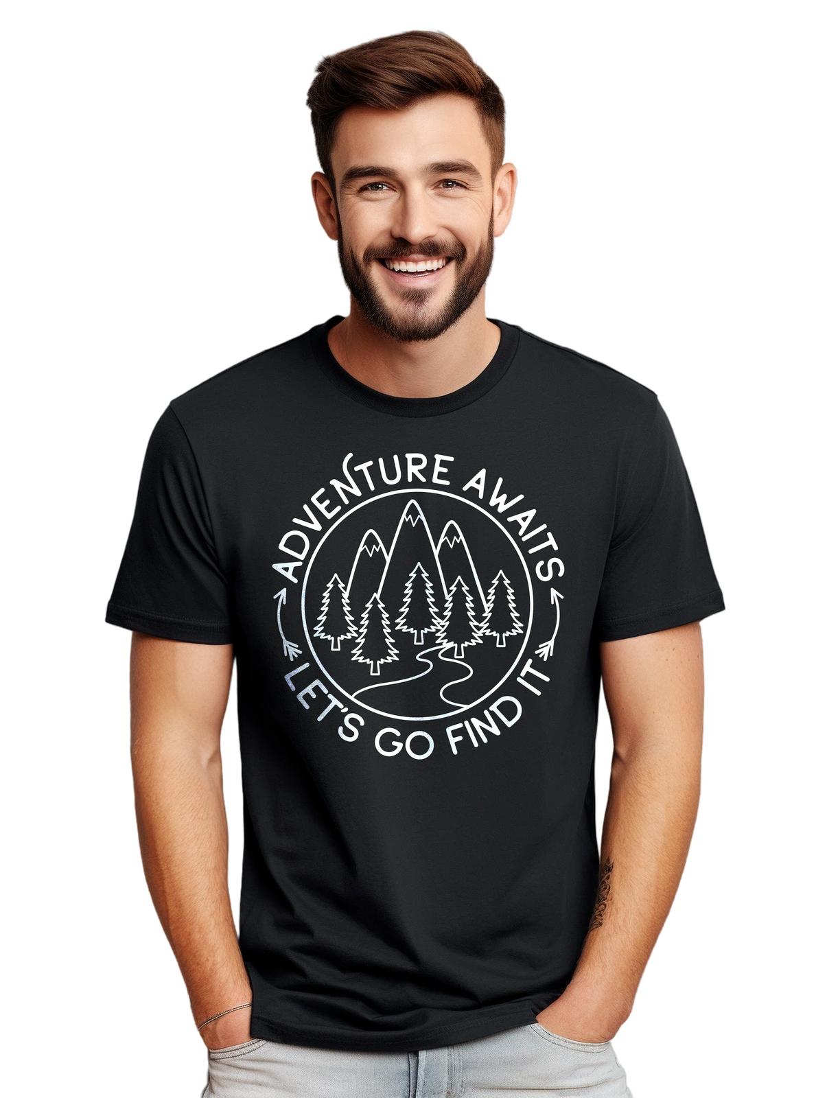 

Adventure Awaits, Let s Go Find It! Funny T-Shirt Mens Womens Tees Top for Explorers, Travelers, and S