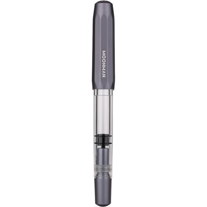 MOONMAN T1 Handmade Resin Fountain Pen, Large Capacity Piston Filler, Fine Nib with Aluminum Alloy Barrel