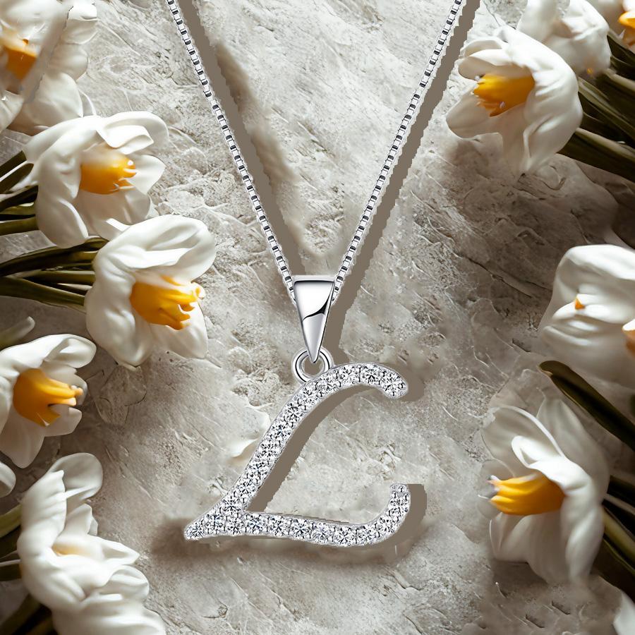 Moissanite L Letter 925 Silver White White Gold Plated Pendant Iced Necklace