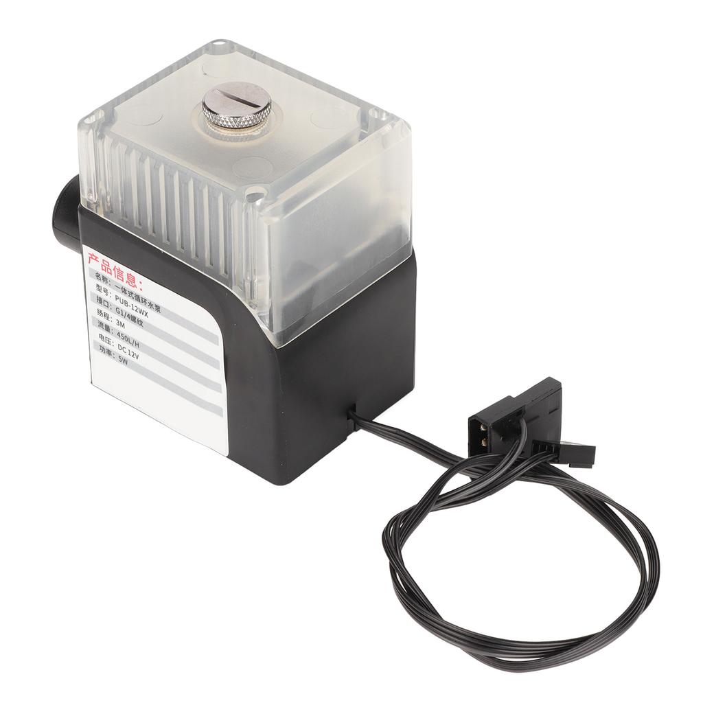 Computer Cooler Pump Ultra Quiet G1 4 Thread 12V 4pin Connector 450L H Temperature Display Transparent CPU Water Pump