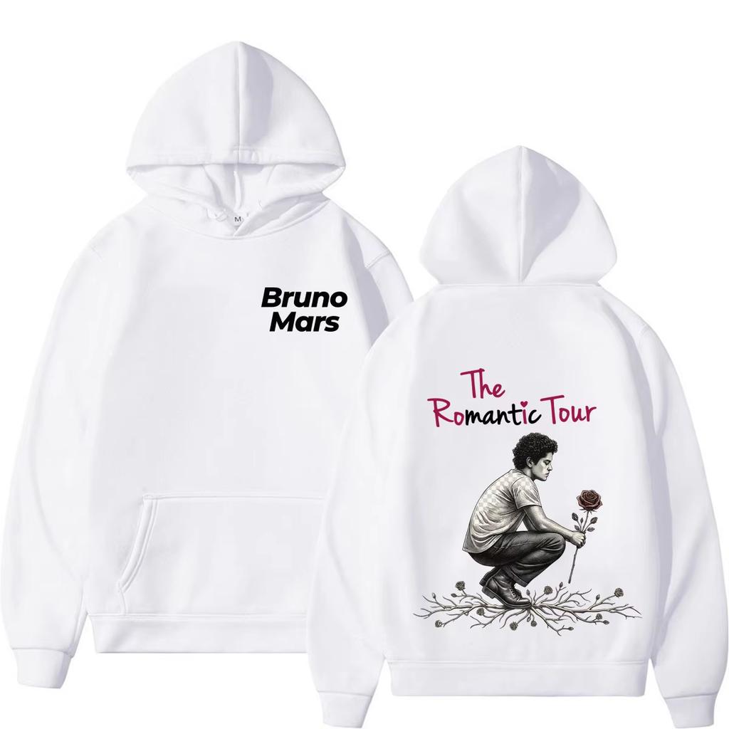 Bruno Mars The Romantic Tour 2026 Felpa con Stampa Uomo Donna Felpe alla Moda Autunno e Inverno Felpa Larga