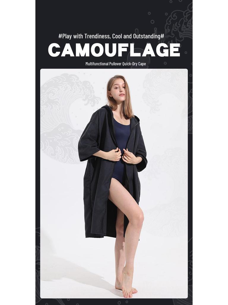 Quick-Dry Surf & Dive Change Robe: Zippered, Absorbent Beach Towel Poncho