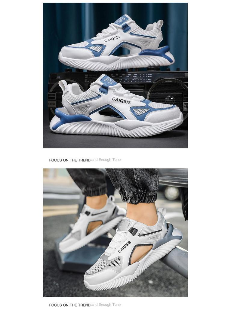 Frühlingsmodische Mesh-Freizeit-Laufschuhe - Atmungsaktiv, Hohlraumdesign, Schnür-Flats für Teenager